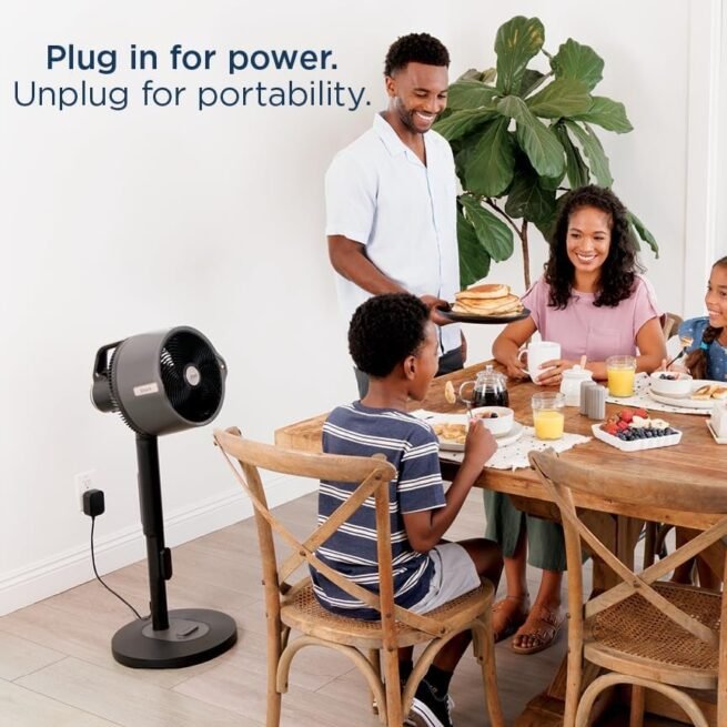 Shark Ventilador FlexBreeze Pro Mist — interno e externo, nebulização integrada, pedestal para mesa, com ou sem fio, bateria de até 24 horas, oscilante, cinza carvão, FA302 (versão 2025)