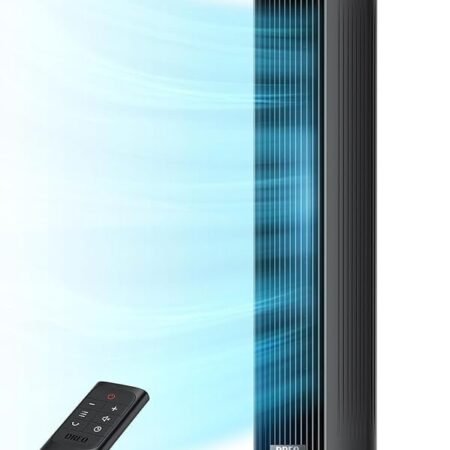 Dreo Ventilador de torre para quarto, 7,6 m/s Velocity 28dB Ventilador de chão silencioso, ventiladores oscilantes de 90° para ambientes internos com 4 velocidades, 4 modos, temporizador 8H