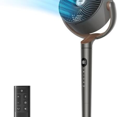 Dreo Ventilador para quarto, ventiladores oscilantes de 120°, ventilador de chão silencioso com motor CC, ventiladores de pedestal de 26 m para sala, 8 velocidades, 3 modos, 20dB, vertical manual