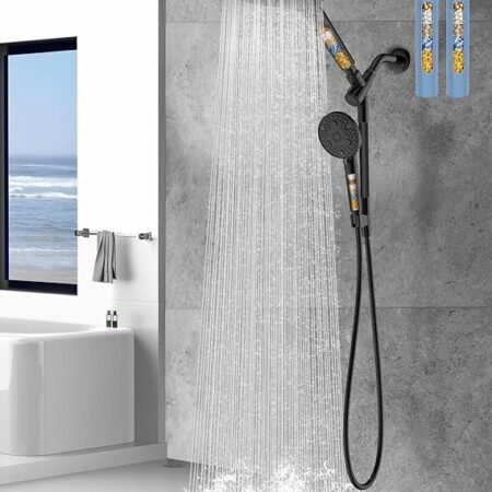 Conjunto de cabeça de chuveiro de chuva com filtro duplo, cabeça de chuveiro portátil de alta pressão com barra ajustável - Chuveiro de chuva e chuveiro com filtro para água dura - Remove